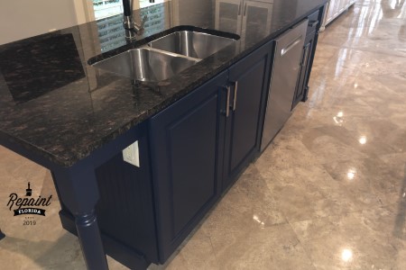 Blue island with sink