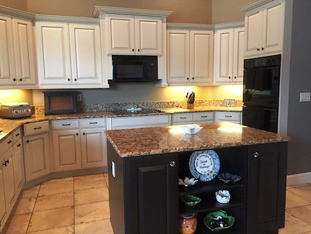 What is included in a professional kitchen cabinet painting project